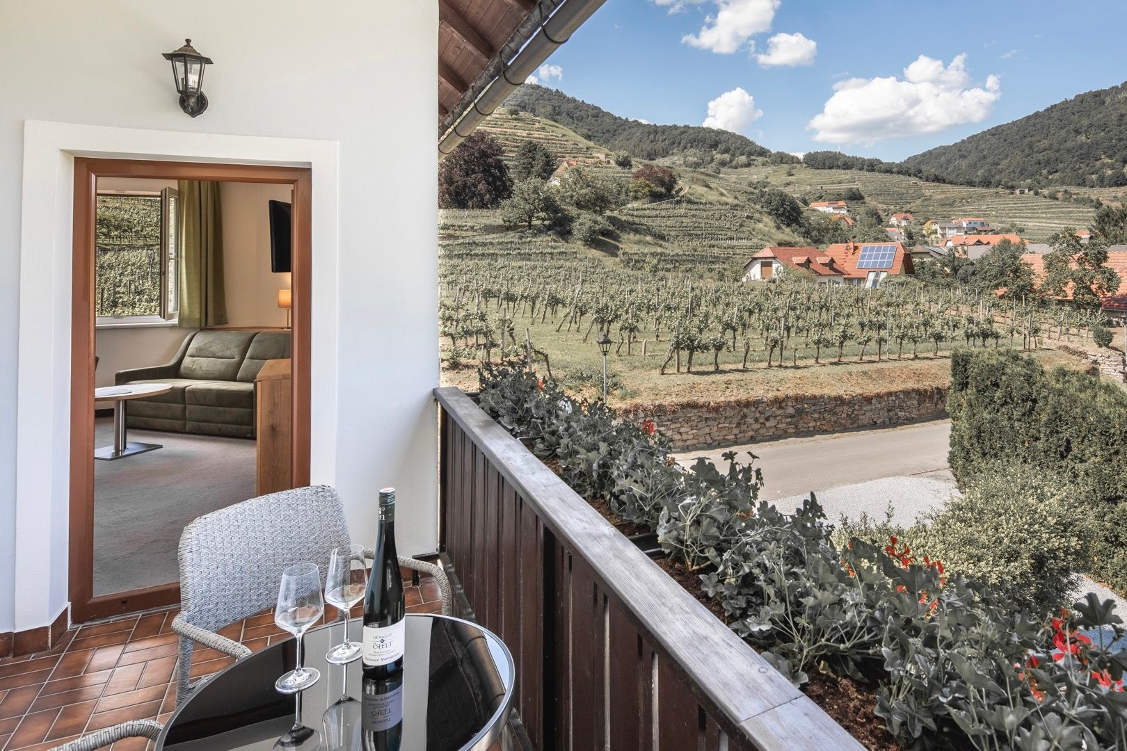 Balcony of a room in Haus Winzerin