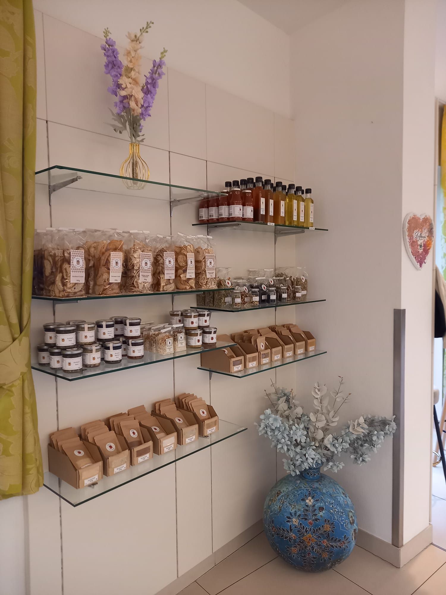 Shelf with regional products in a store.