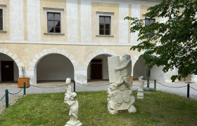 Sculptures in the courtyard of the Pulkau Museum of Local History and Industry.