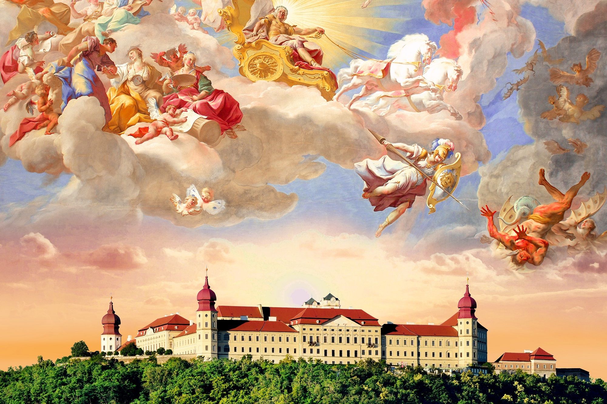 Baroque ceiling painting above Göttweig Benedictine Abbey.