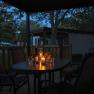 Romantic evening atmosphere on the terrace of a mobile home