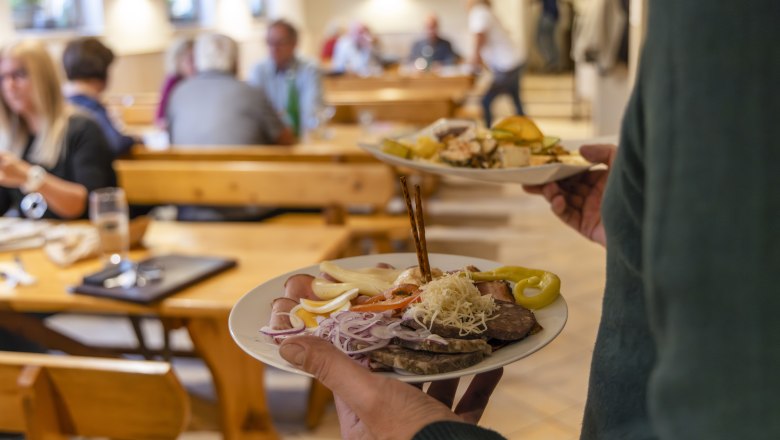Heurigen platter is served in the restaurant