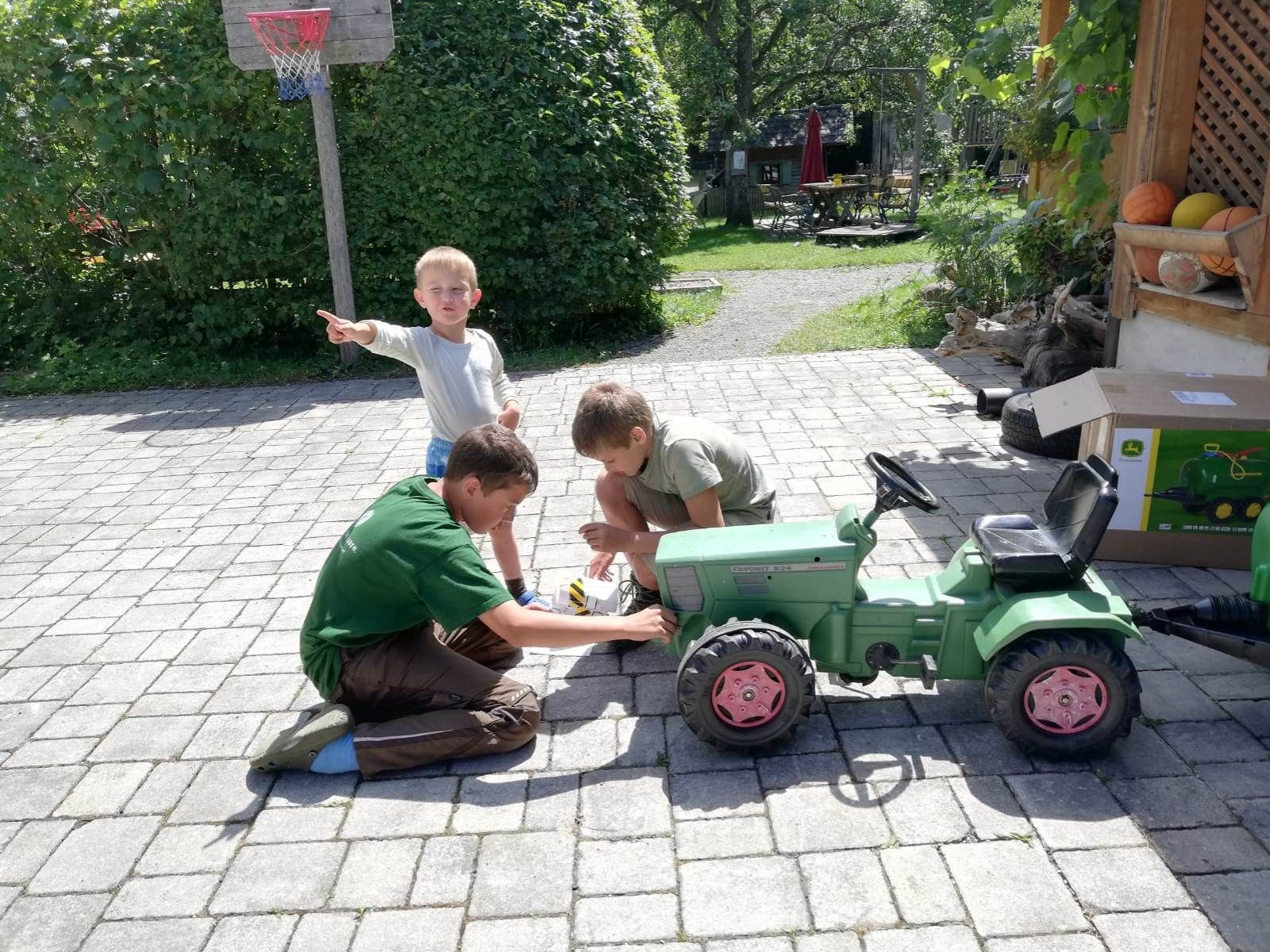 Children with tractor