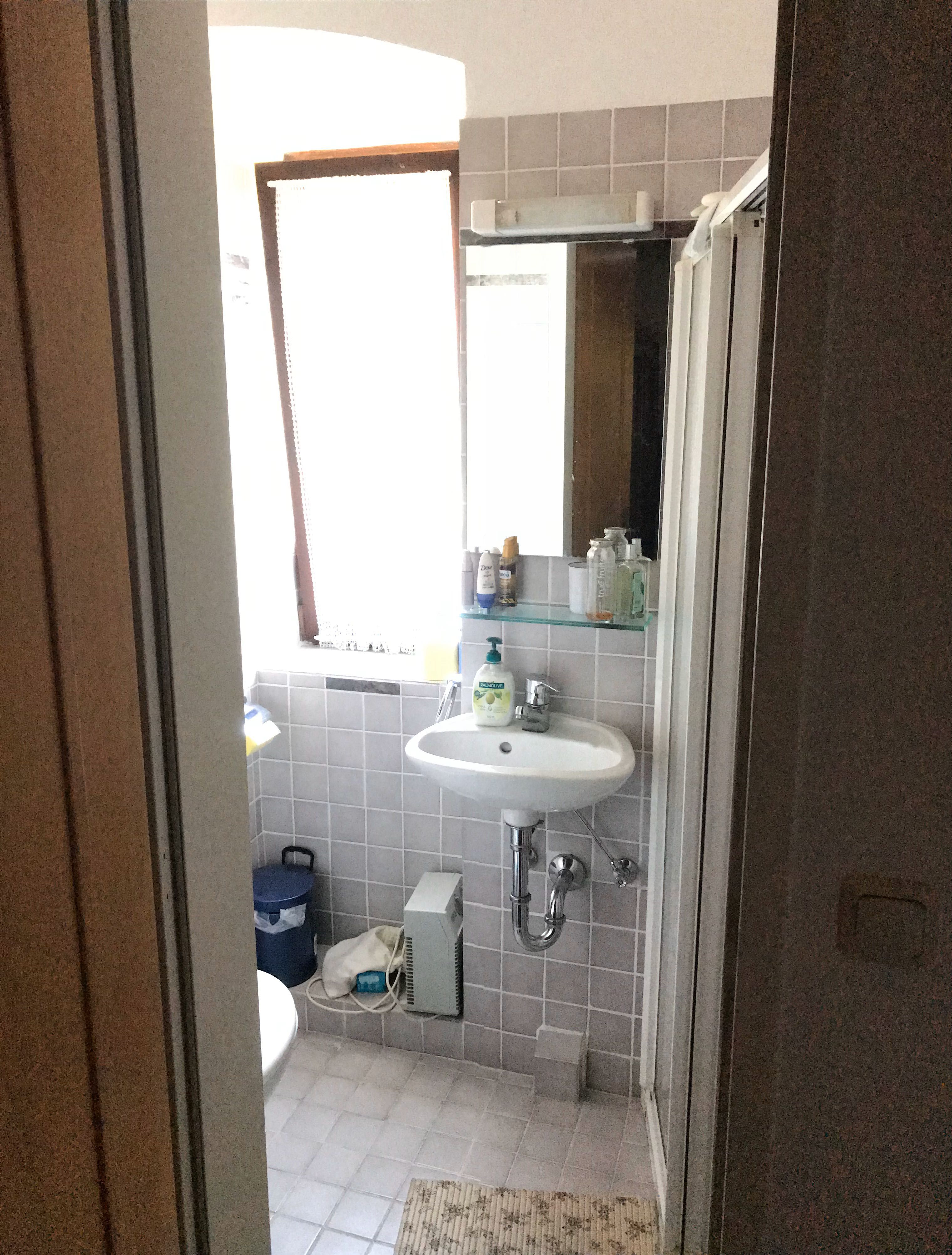 The small shower room with WC next to the bedrooms