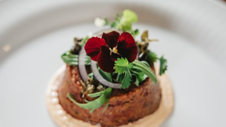 Lovingly decorated food in the herb garden restaurant