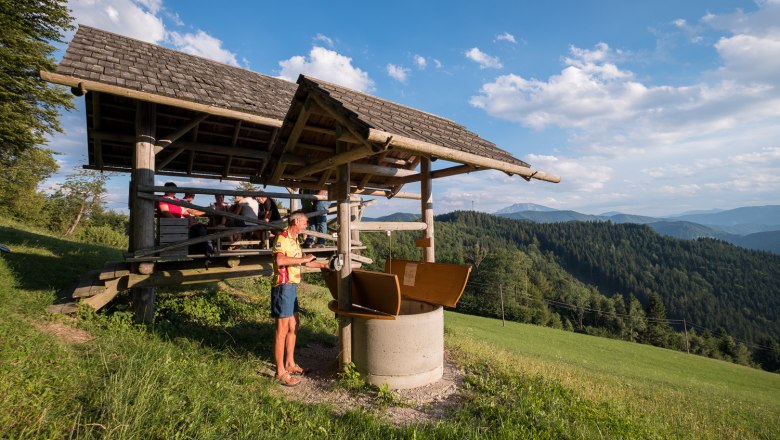 Observation tower and drinking fountain (Fuchs-Sagen hiking trail), &copy; Gemeinde St. Anton/J.