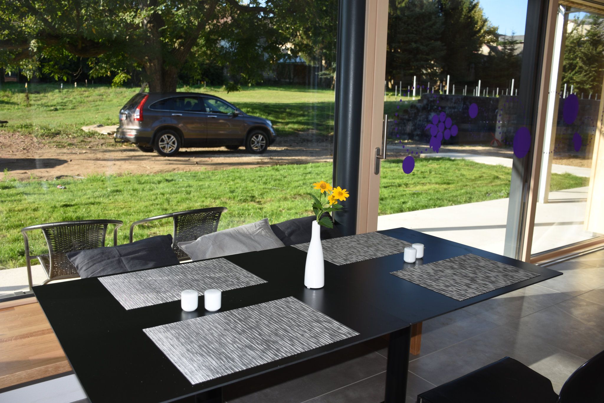 Set table in the breakfast room.