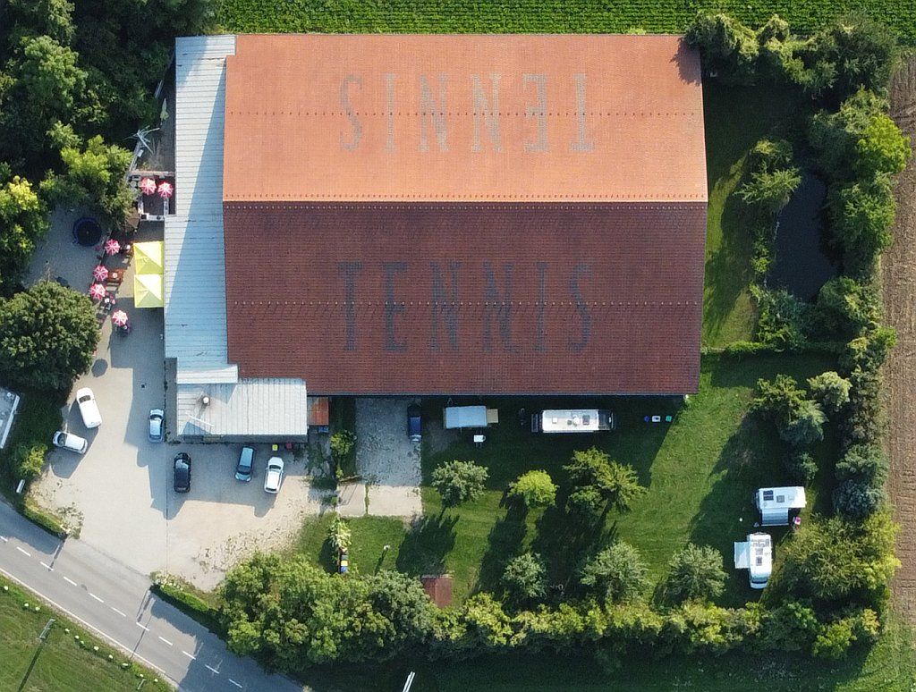 Aerial view of the Petronell indoor tennis center