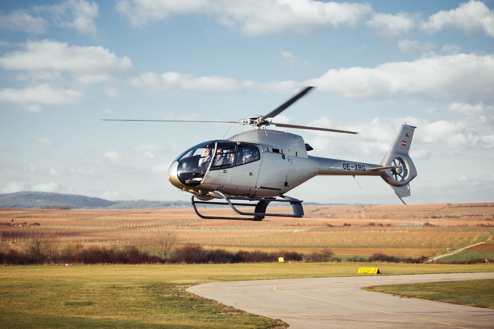 Helicopter in the landing phase