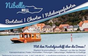 Advertising for Nibella Hell boat cab and charter on the Danube.