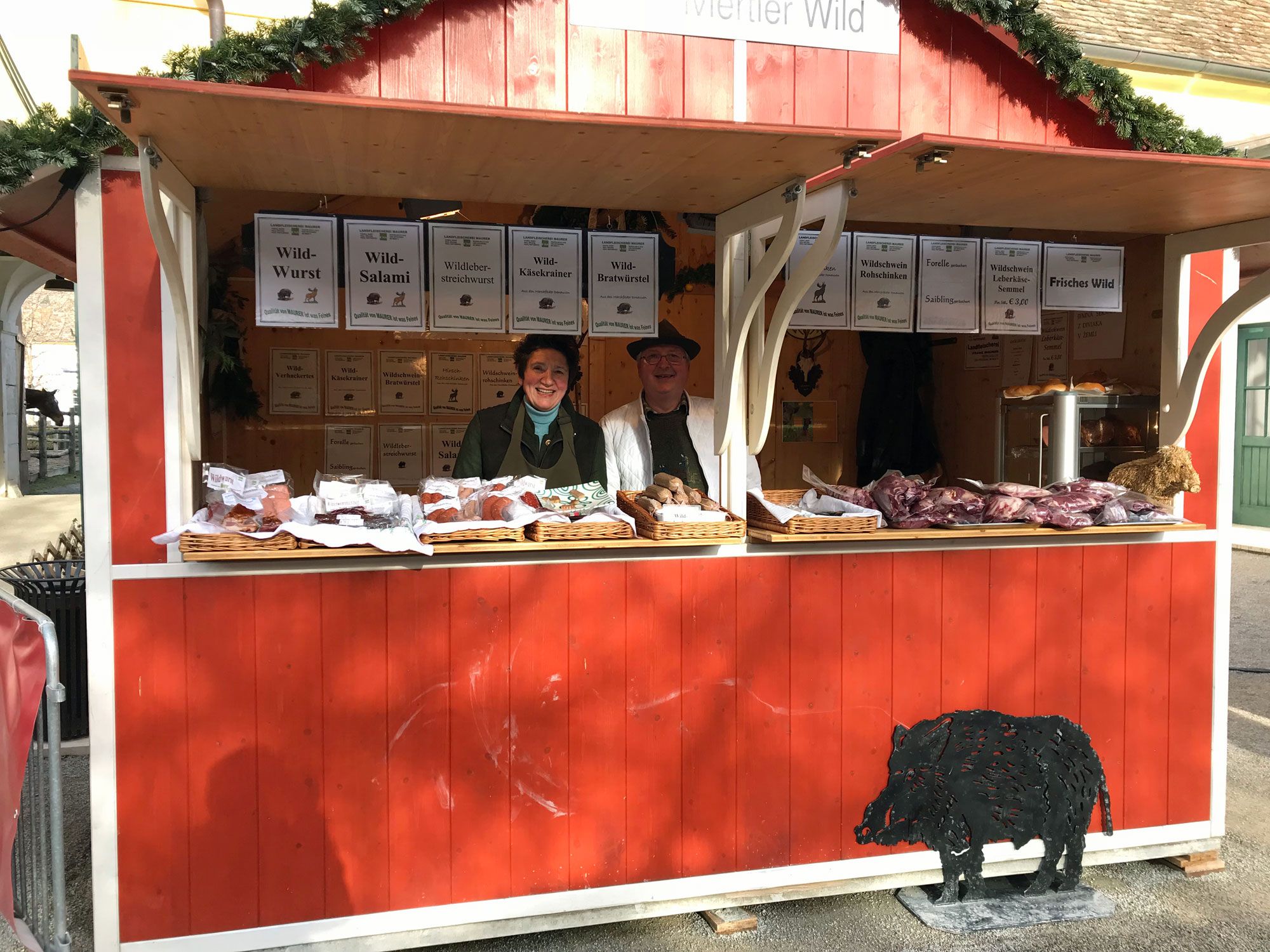 Game products Maurer family, Orth/D., market stall