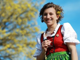 Ein Dirndl vor dem Dirndlstrauch, &copy; Mostviertel