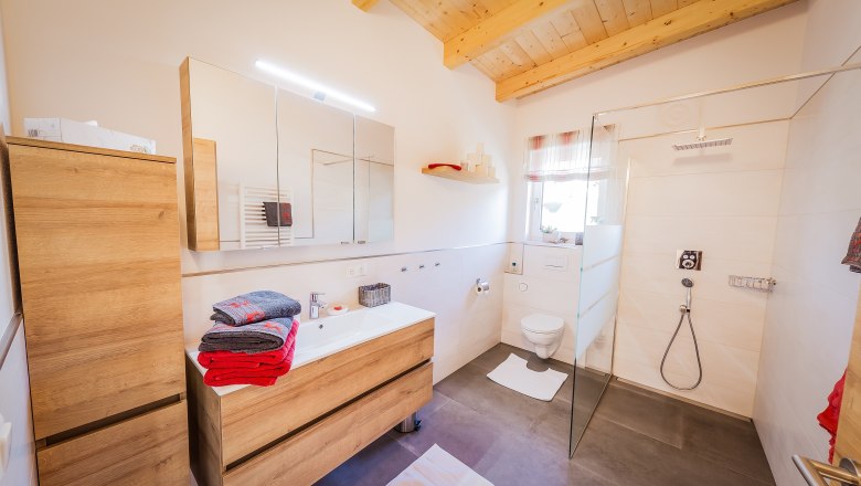 Red vacation apartment - bath/WC, © Ludwig Fahrnberger