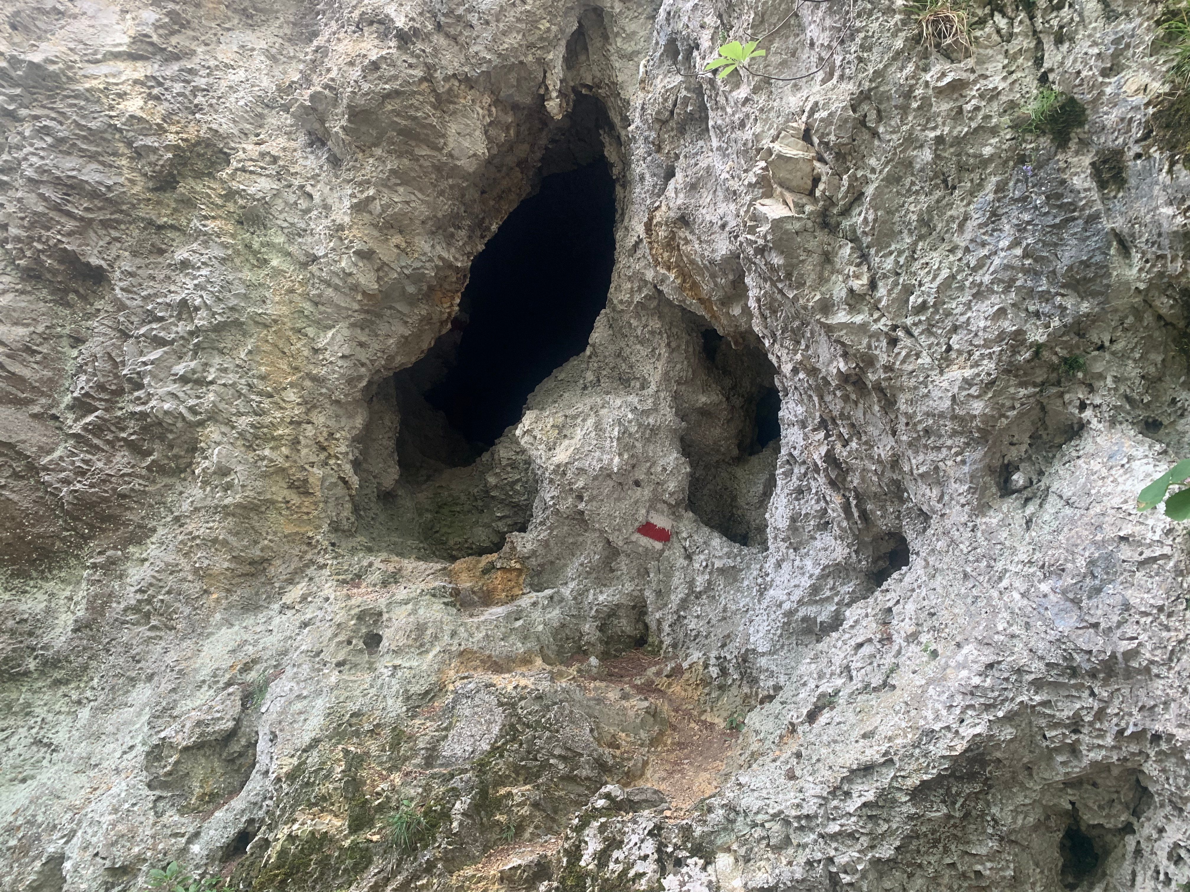 Rock face with holes