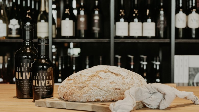 Bread loaf and olive oil