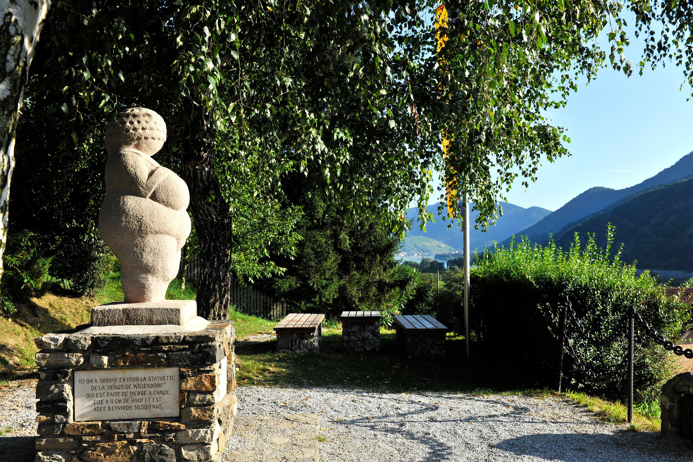 Stone sculpture of the Venus of Willendorf.