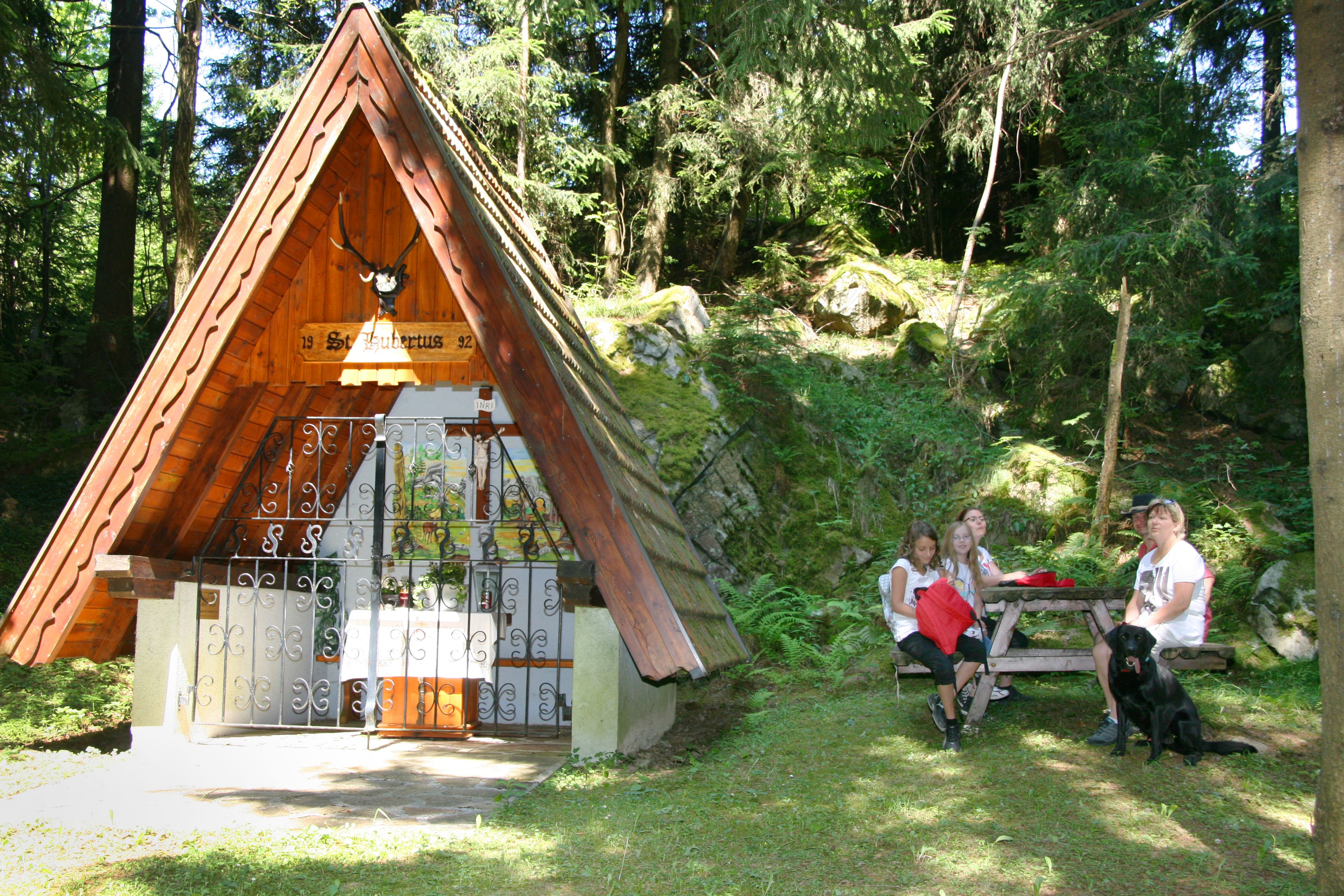 Small chapel in the forest next to rest area