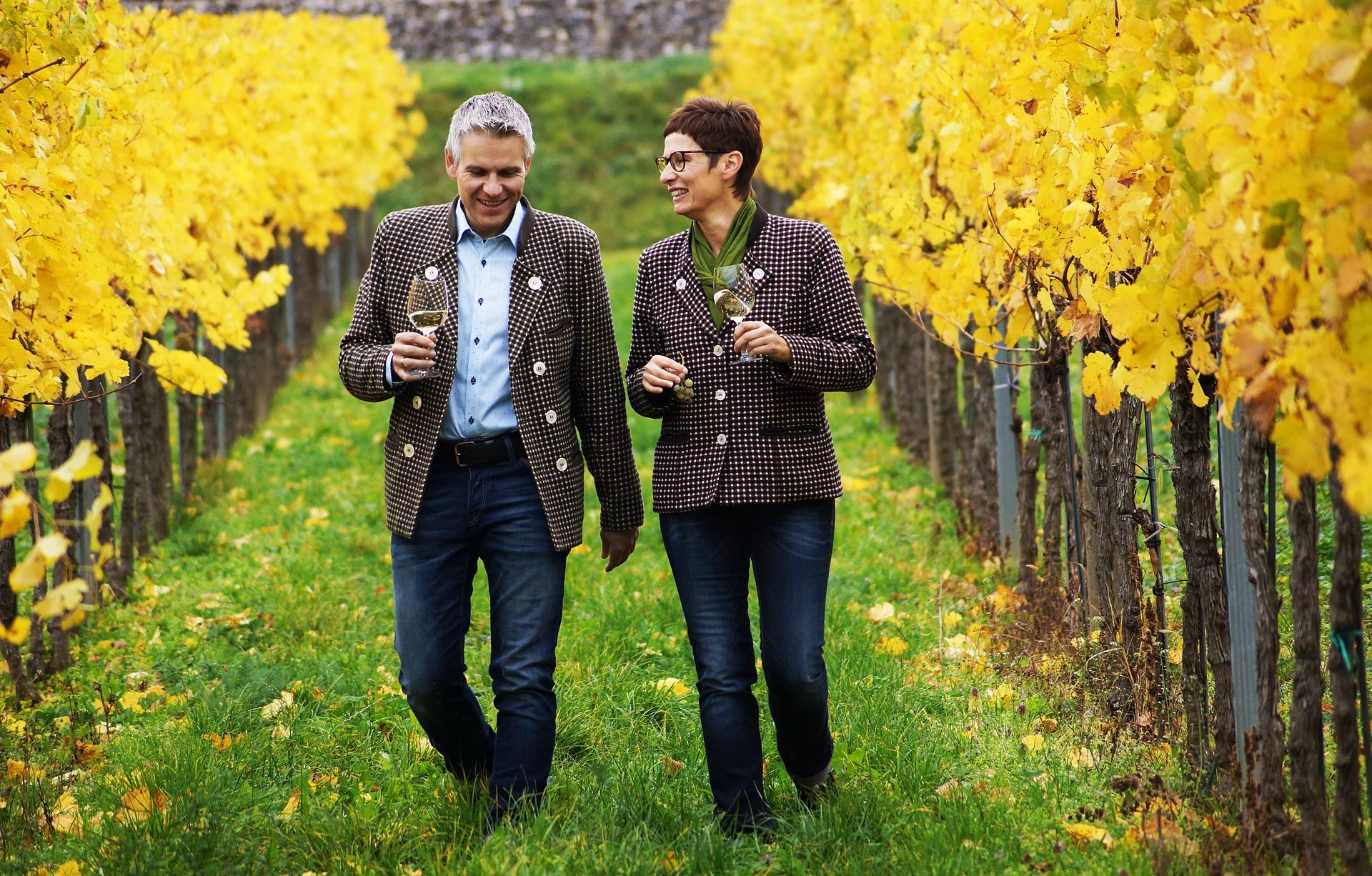 Karin and Rudolf Schrey in the vineyard