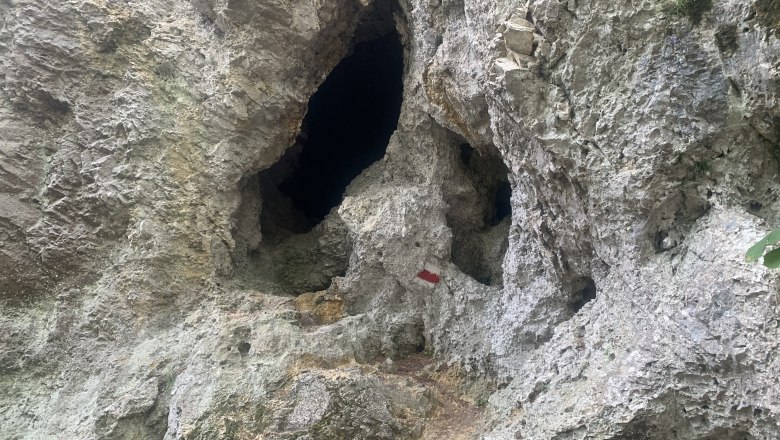 Rock face with holes